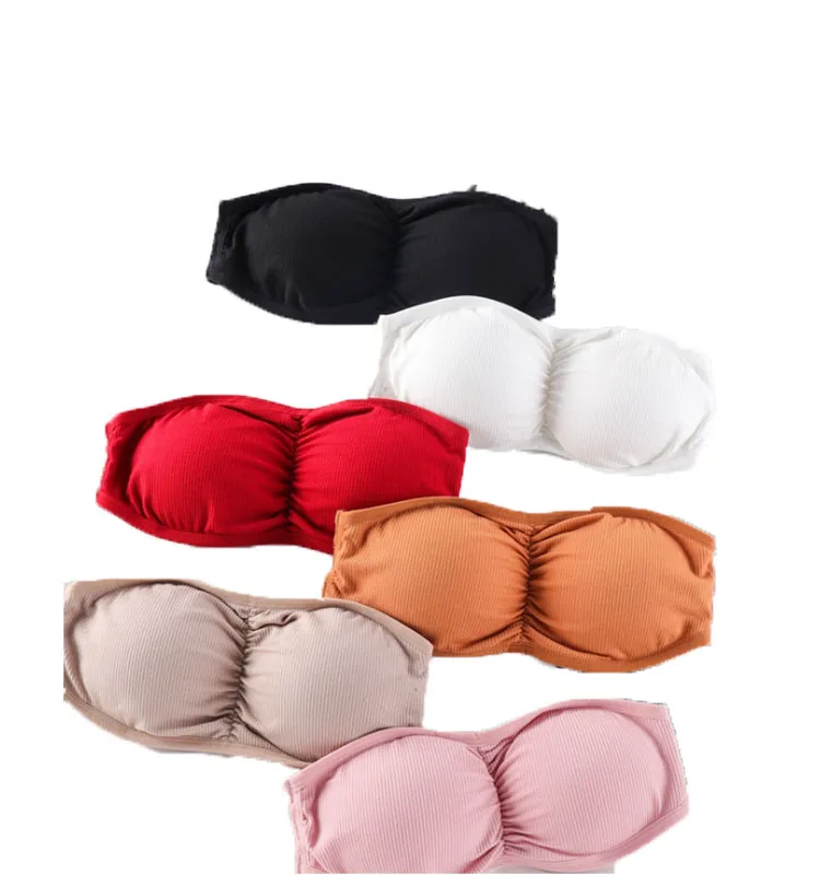 

HJ939 New ladies seamless tube top sports strapless bra seamless underwear, Orange, white, red,khaki,black,pink