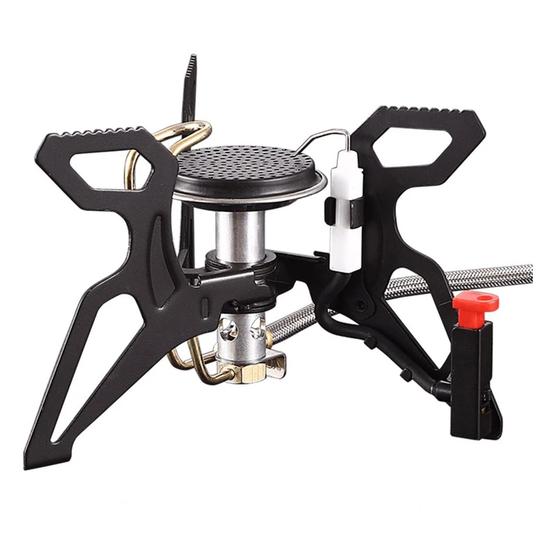 

ALOCS Outdoor biomass gas cooker hiking kompor portable camping stove Preheating Tube Outdoor Windproof Field Stove, Black