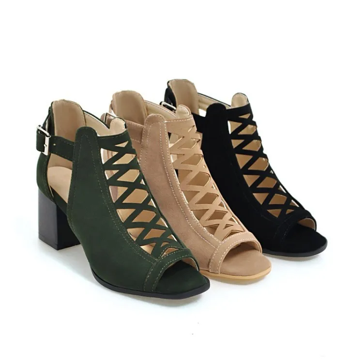 

The Roman Pair Women's Ankle V Cutout High Heel Boots