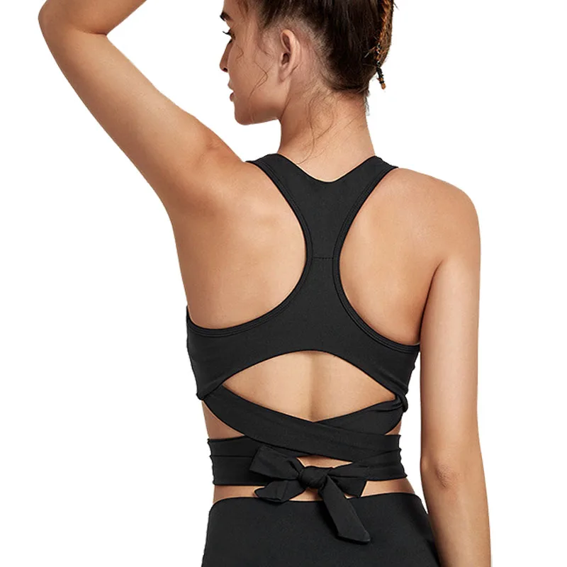 

Women's Midd Impact Control Double Cross Strap Free Padded Active Sports Bra