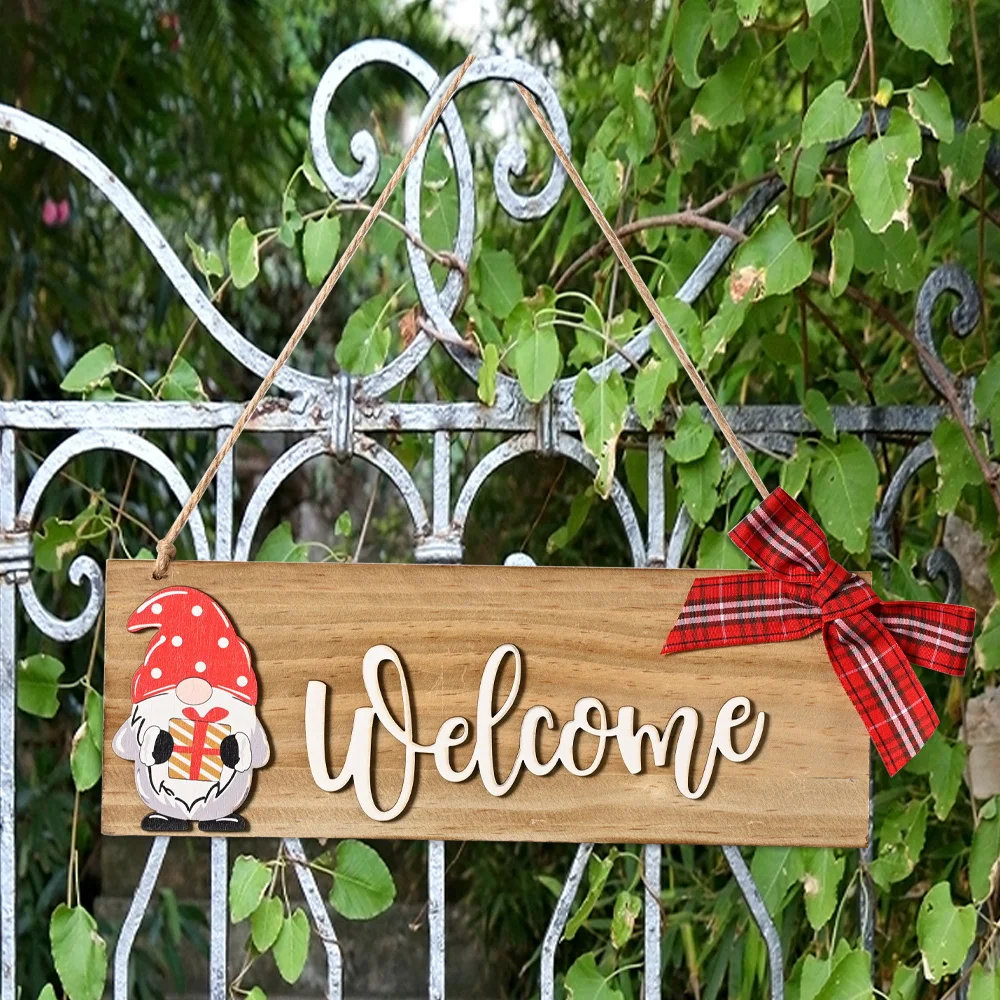 

Welcome Hanging Plaque Sign House Porch Decor Gift Wooden Front Door Sign, Customized color
