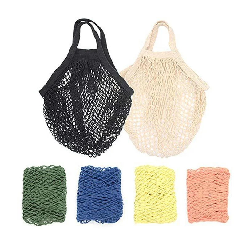 

Eco Friendly Reusable Organic Cotton Net Farmers Market Grocery Mesh Shopping Tote Bag, 15 colors or customized colors
