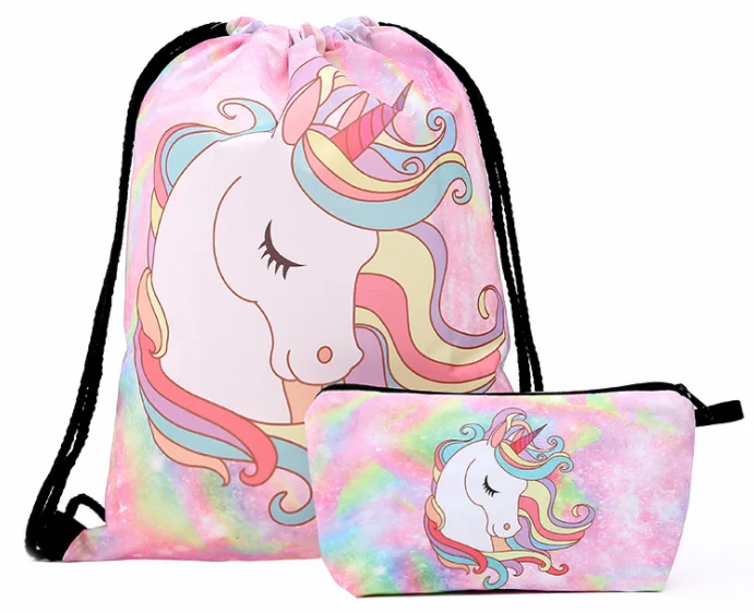 

Unicorn Drawstring Bag Cosmetic Bag Set ,Gift Bag Set for Kids,Party, 3 colors/customized