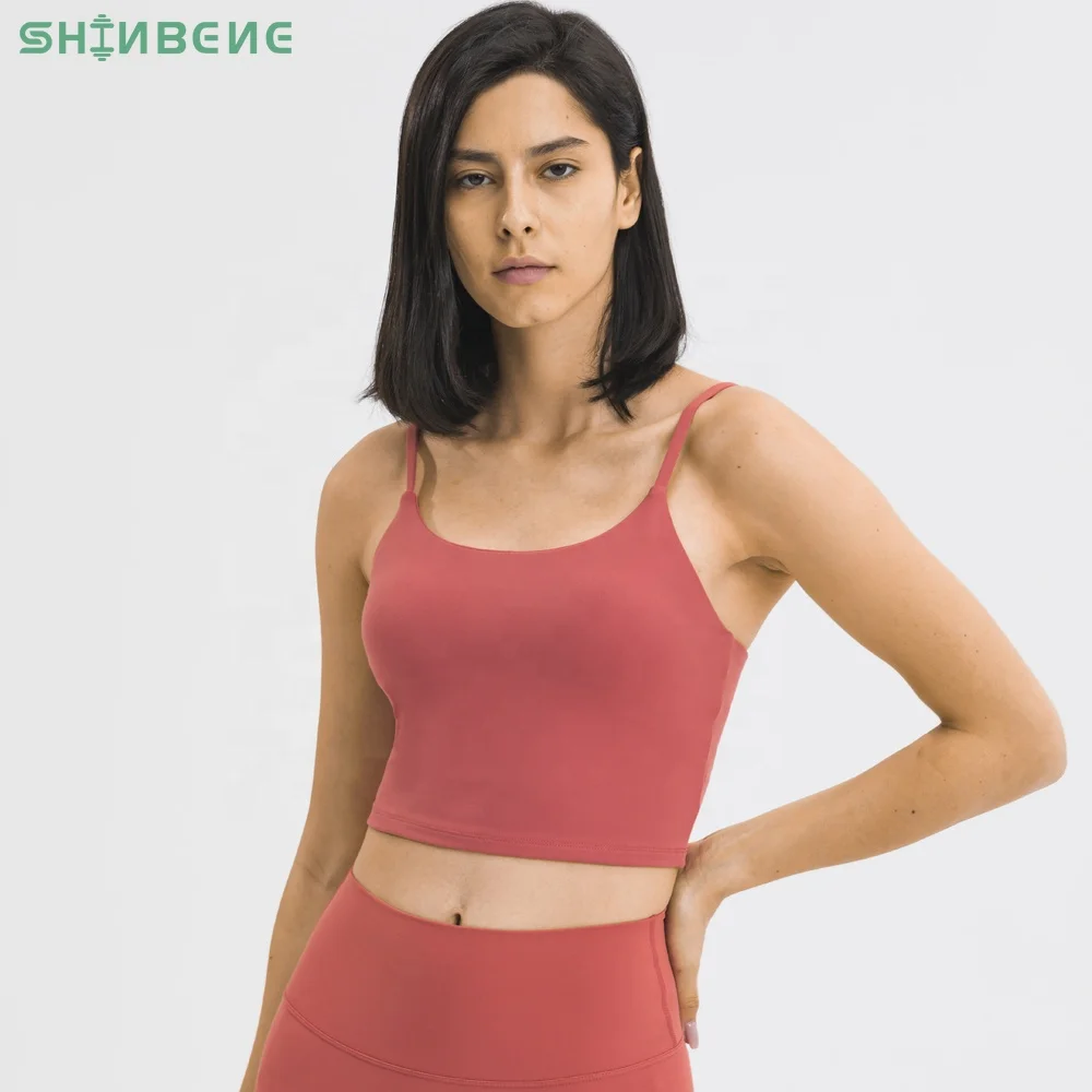 

SHINBENE ESSENTIAL Push Up Padded Gym Fitness Bras Crop Tops Women Plain Soft Nylon Yoga Workout Sports Bras with Removable Pads