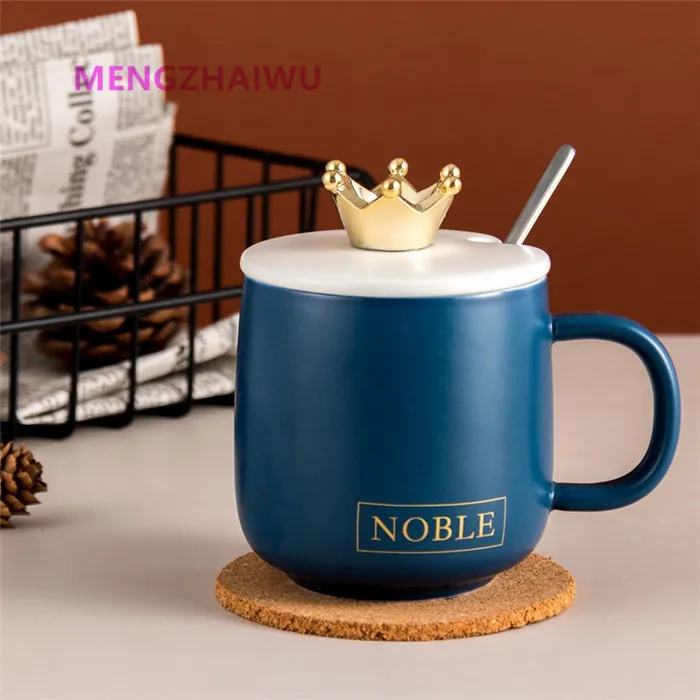 

Spain best selling eco friendly household products gold Crown coffe cup ceramic girls gift coffee travel porcelain water mugs