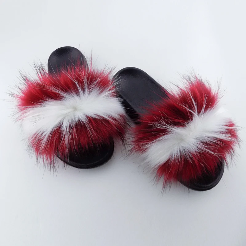 

Wholesale custom indoor slipper soft fur sandals slides for women, Red ,black ,green ,orange ,brown and so on