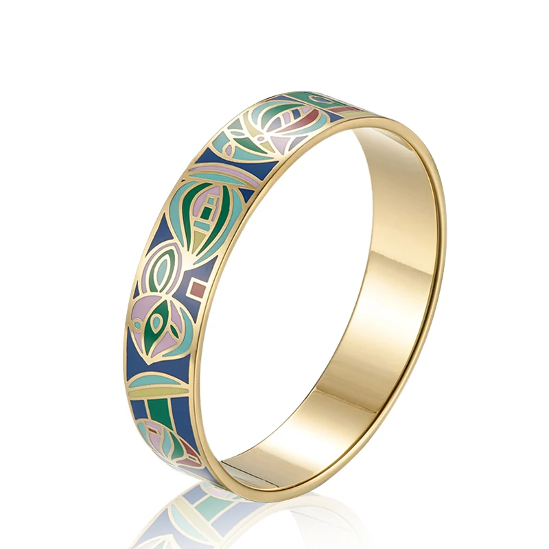 

2021 New Personality Luxury Custom Enamel Bangle Gold Colorful Enamel Cuff Women Men Bracelet
