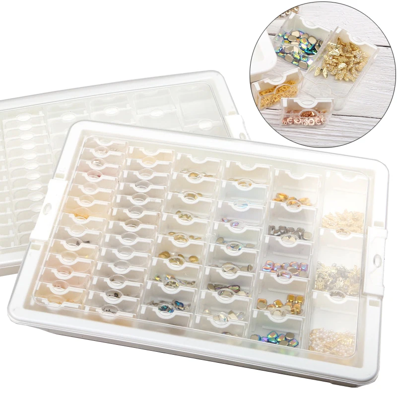 

42/50/78 plastic divided storage box transparent acrylic home luxury large capacity jewelry nail art storage box