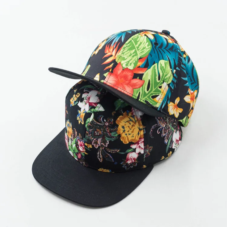 OEM Fashion Polyester Flat Brim Snap Back  All Over Printed Sublimation Custom Designer Casquette Snapback Cap for  Men