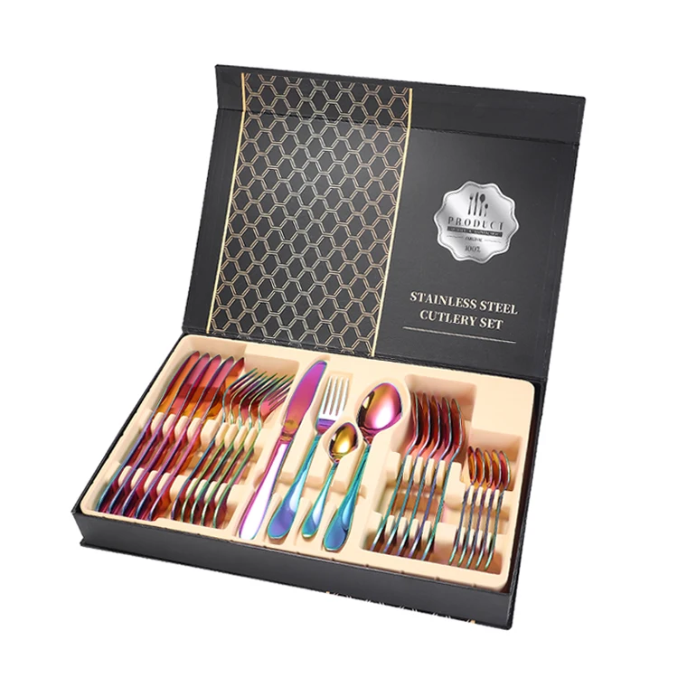 

Amazon Selling 24/30/36 pcs Cutlery Set Gold Stainless Steel Knife And Fork Spoon, Silver,gold,rose gold,colorful,black