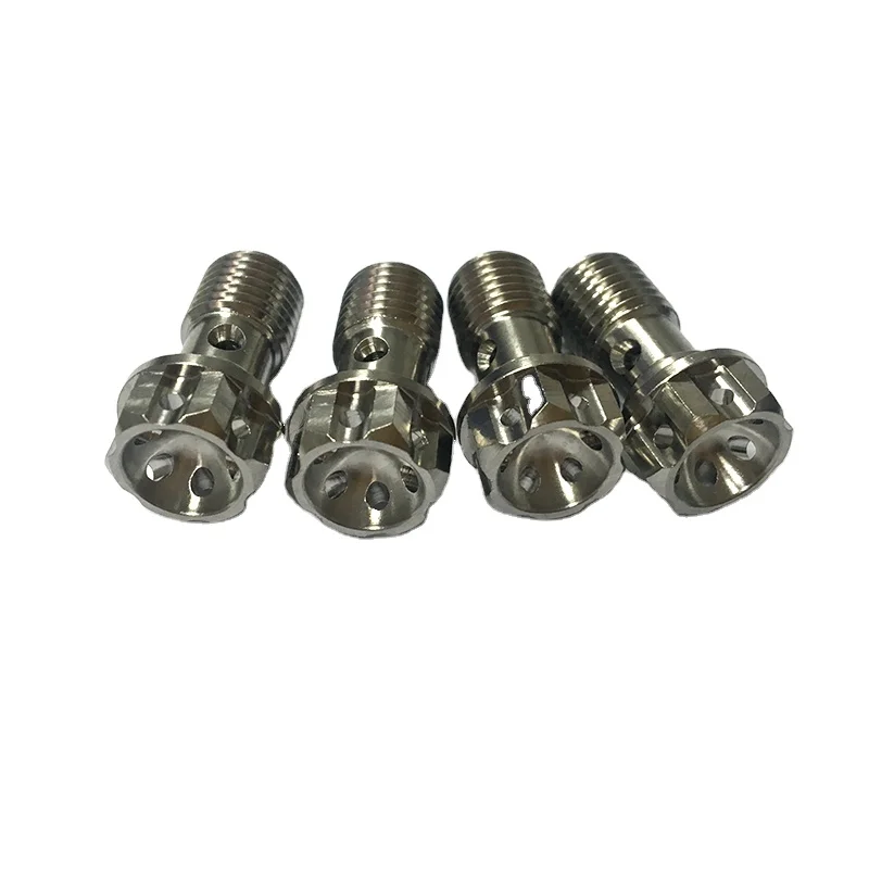 

Motorcycle M10*1.25 Grade 5 hollow titanium banjo screw, Titanium original color