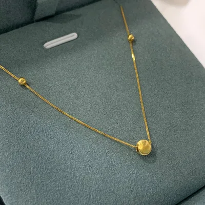 

NINE'S Fashion Simple Design 18K Gold Bead Necklace Cheap Price 18K Real Gold Necklace Women Jewelry, Rose gold