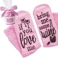 

2019 New Pink Fuzzy Socks IF YOU CAN READ THIS BRING ME SOME WINE Socks Funny Novelty Socks