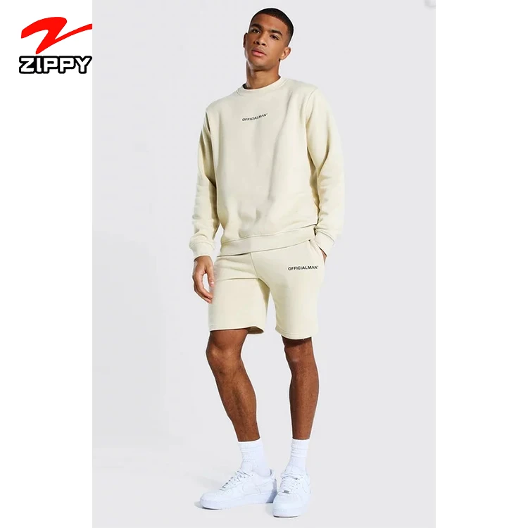 

Autumn leisure 2 piece suit love round neck top and shorts suit mens sweater and shorts two piece jogging suit, Customized color