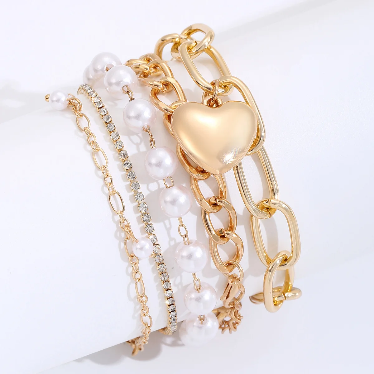 

Fashion Punk Curb Cuban Chain Bracelets Set Boho Thick Gold Color Charm Bracelets Bangles For Women Gifts 2022 Trendy Jewelry