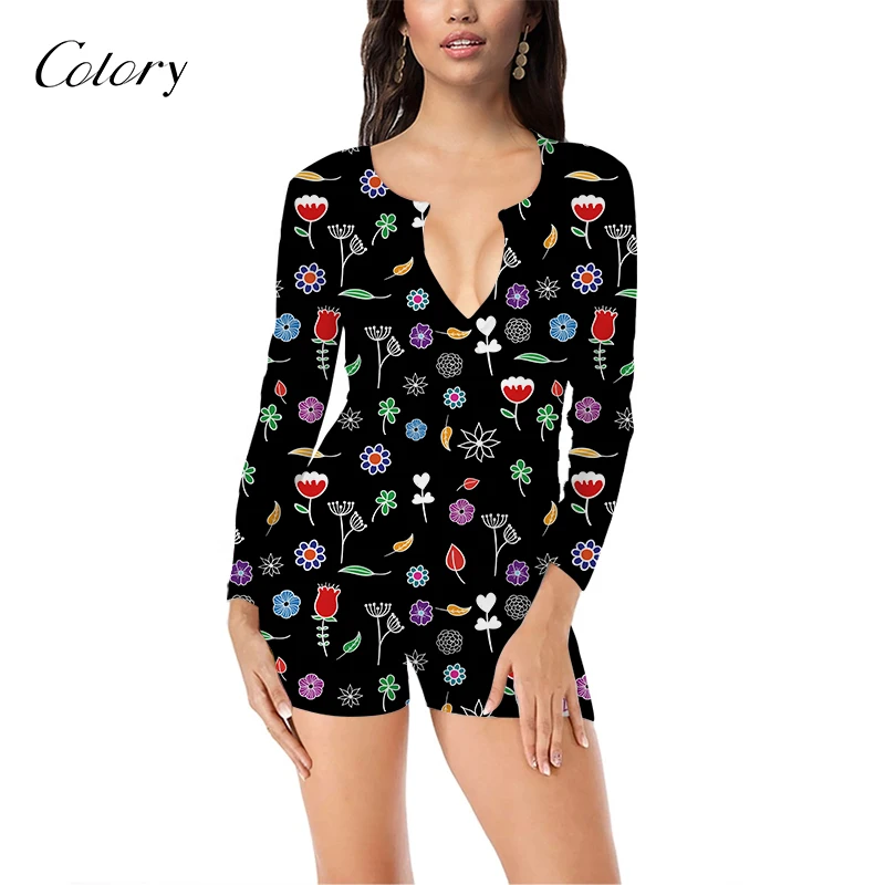 

Colory Sleeping Romper Jumpsuit Plus Size Clothing Women, Picture shows