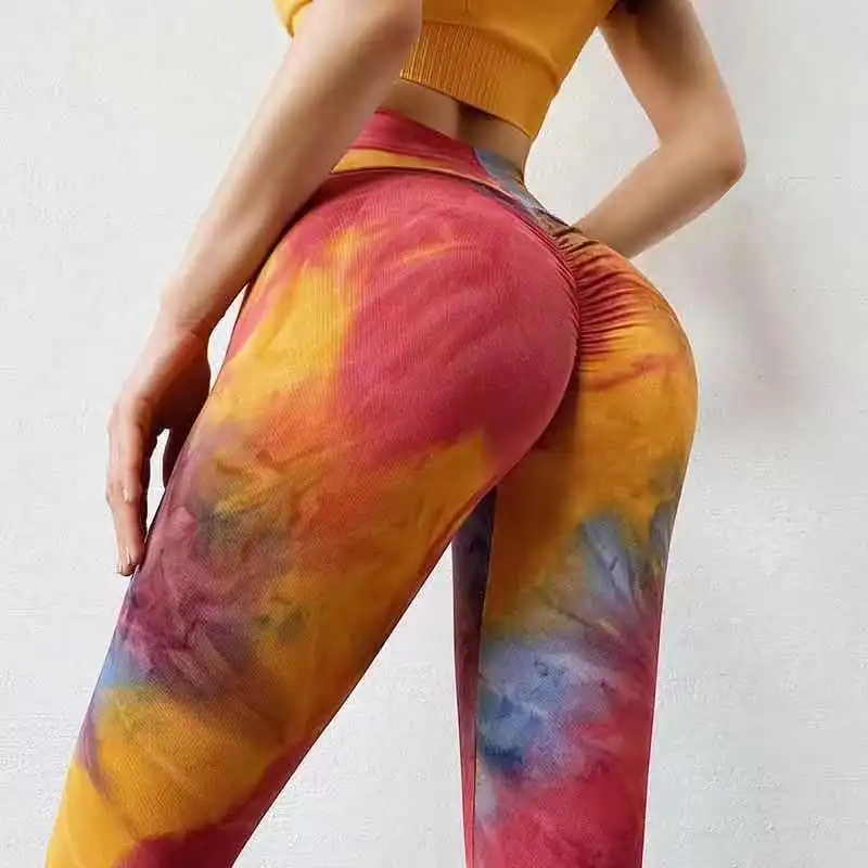 

Tie Dye Woman Activewear Gym Leggings Seamless Leggins Stretch Active Wear Scrunch Bum, Customized colors