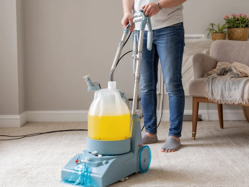Carpet cleaning machine with homemade solution reservoir
