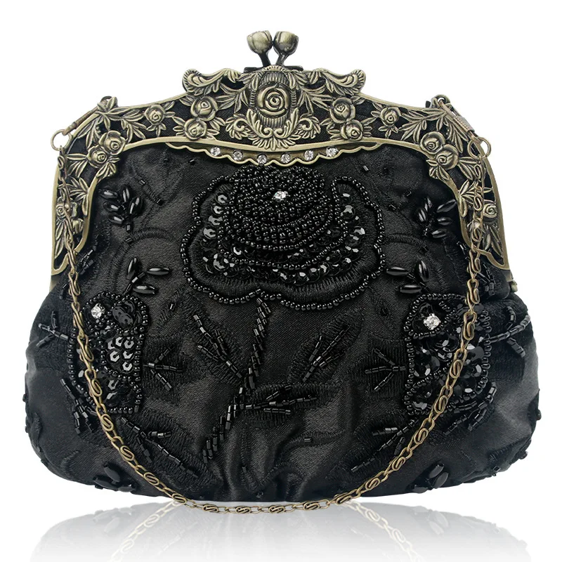 

Hot selling luxury vintage beaded embroidered lady dress evening bag