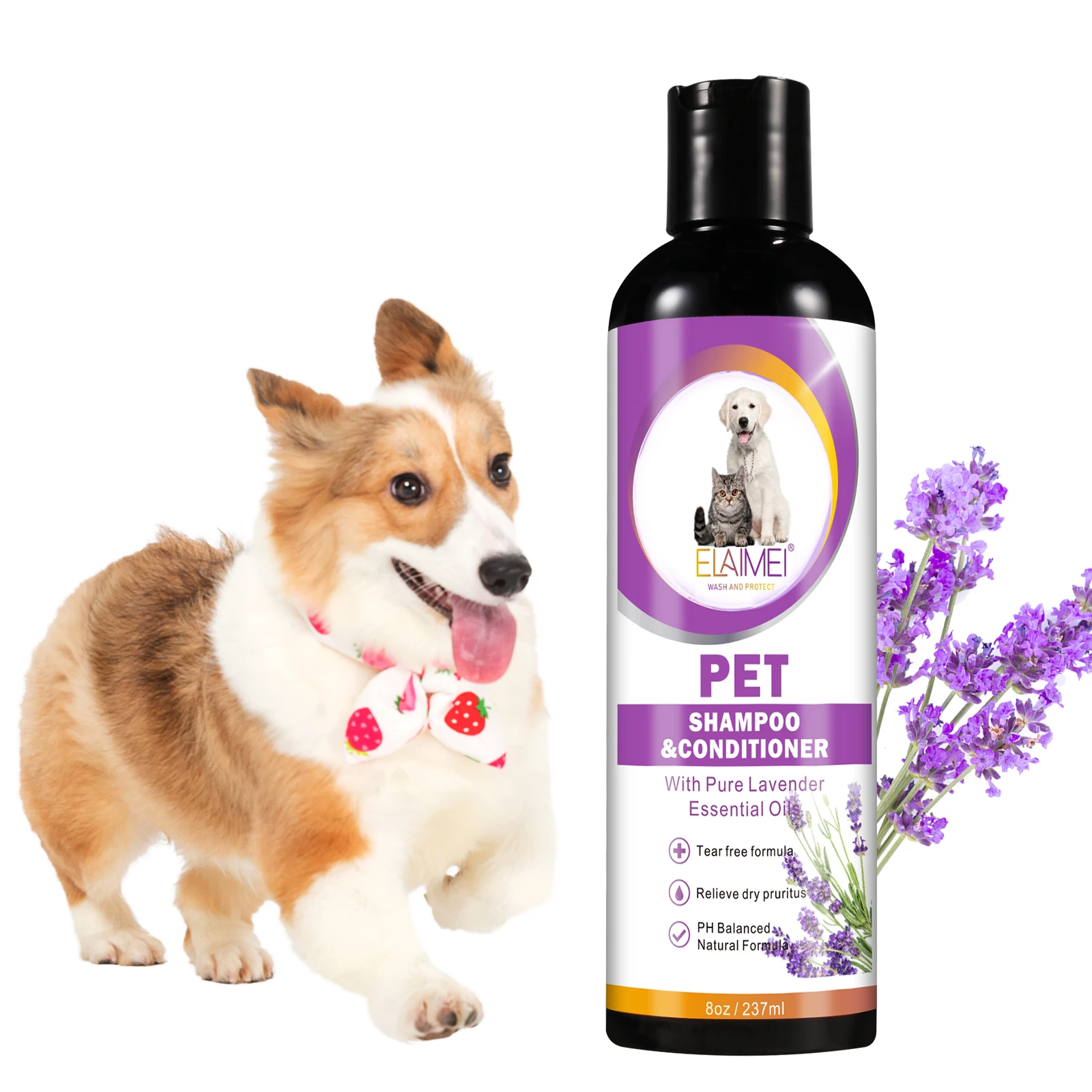 

ELAIMEI Natural Formula Pet Hair Care Dog & Cat Dry Shampoo Deep Cleansing Relieve Itching Pet Shampoo & Conditioner