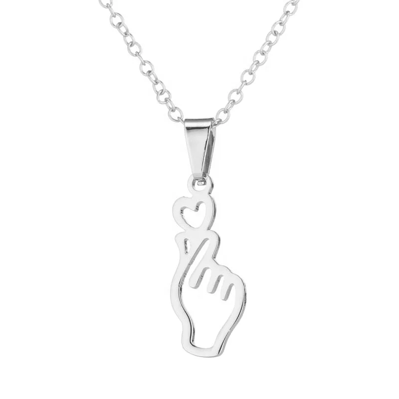 

Wholesale Custom Men and Women Necklace Bixin Gesture Metal Pendant Necklace, Silicone,golden