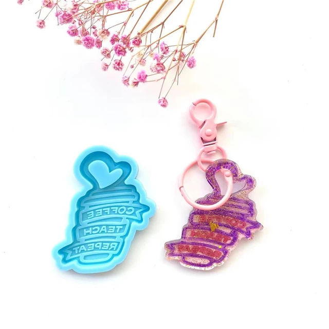 

M533 Free Sample Shiny Heart Ice Cream Silicone Keychain Molds, Stock or customized