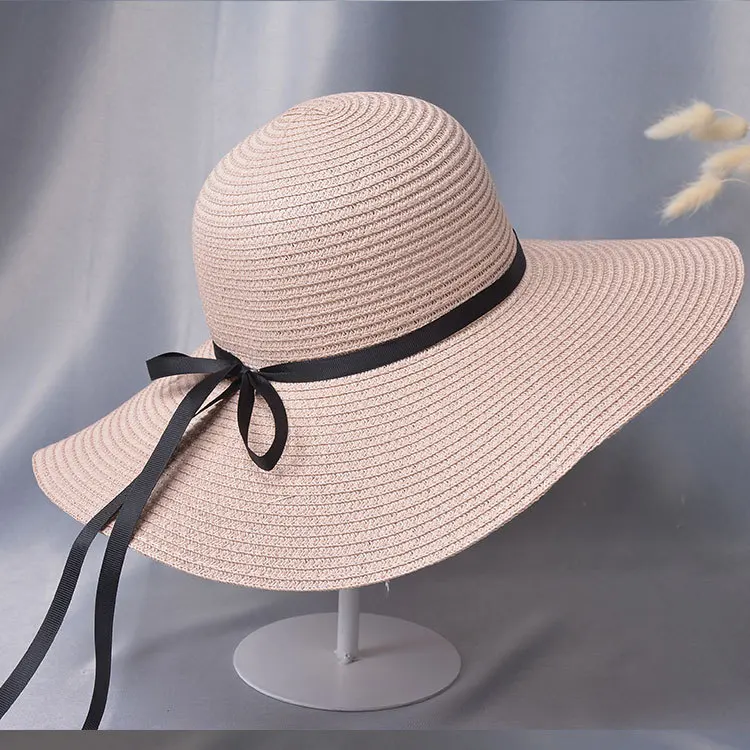 

Wholesale Custom Fashion Small Clear Bow Adjustable On Vacation Sun Straw Hat