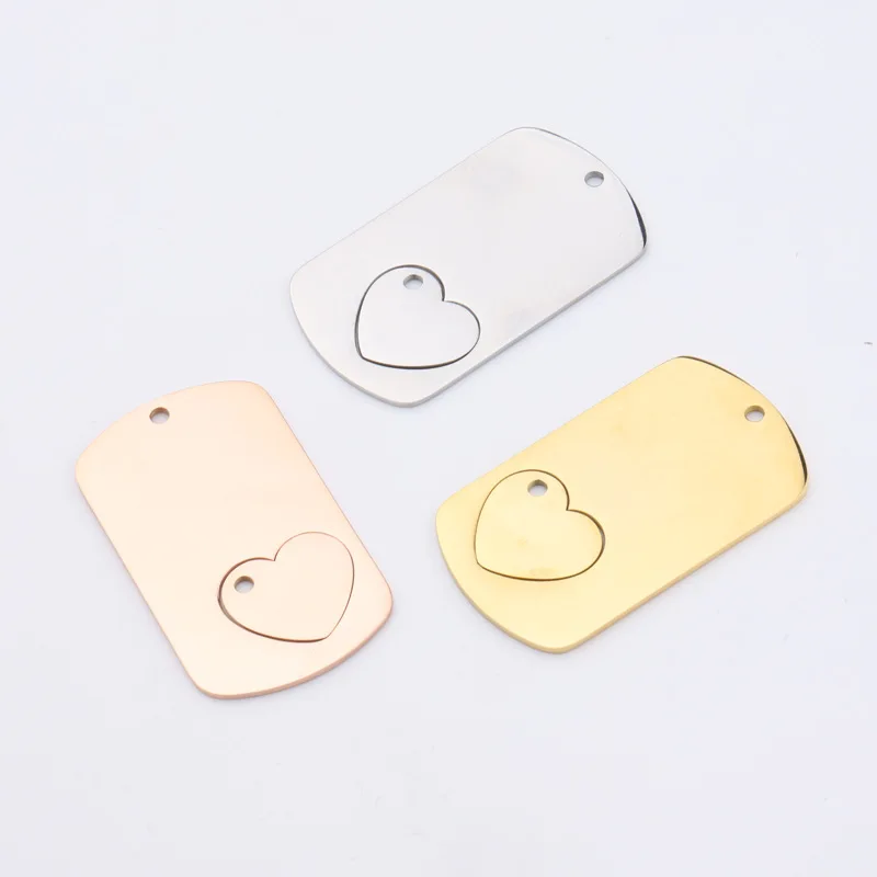 

Metal Charms Hollow Heart Diy Laserable Engravable Stainless Steel Blank Military Dog Tag Jewelry Charms Pendant For Necklace, Gold,silver,rose gold