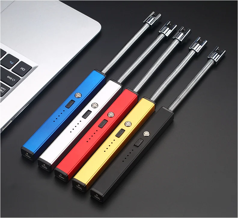 

Custom logo electric candle lighter long kitchen usb rechargeable arc bbq lighter