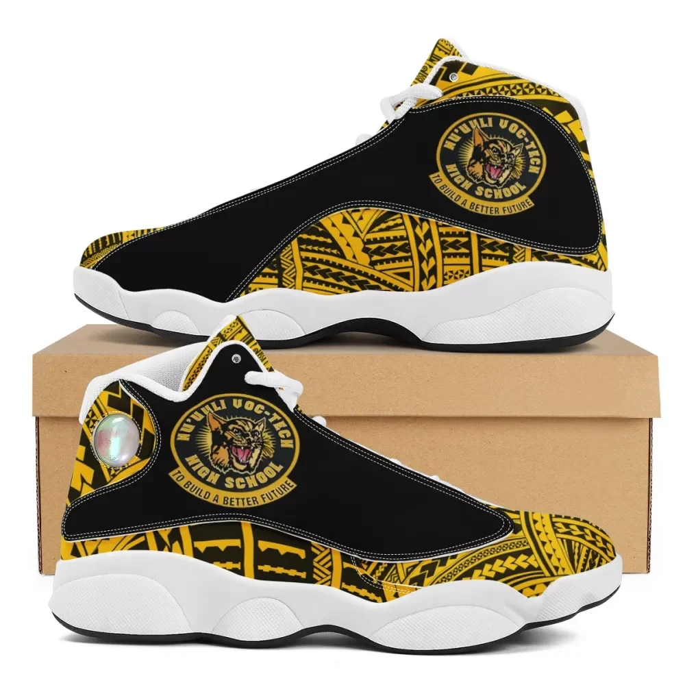 

Stylish Sneakers Polynesian Tribal Design NUUULI VOC-TECH HIGH SCHOOL Seal Printed Custom Breathable Men Basketball Sports Shoes, Customerized