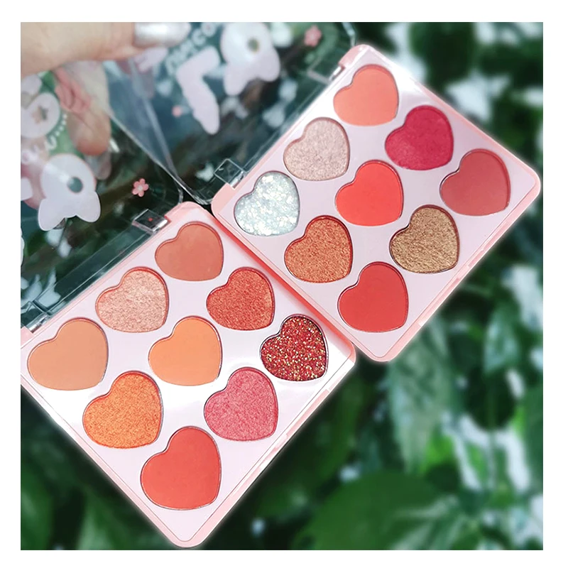 

New 9 Color Heart-shaped Eyeshadow Palette Glitter Matte Eyeshadow Powder Eye Makeup Cosmetic Easy to Carry, Multi-colored