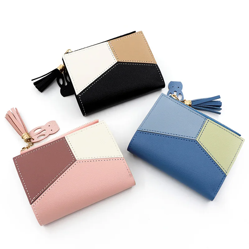 

2022 Customized Logo Short Purse Zipper Purse Durable Pu Leather Ladies Wallet For Women Fashionable, Colorful