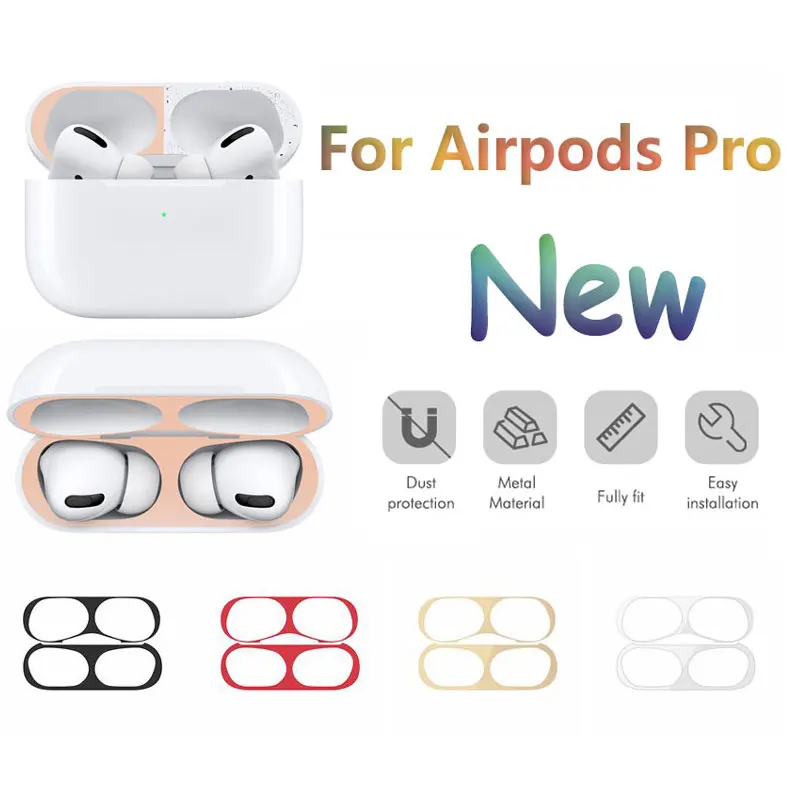 

Ultra Thin Skin Protective Cover Metal Film Sticker Iron Shavings Dust Guard For AirPods Pro Dust-proof Protective Film Air pods, 8 colors