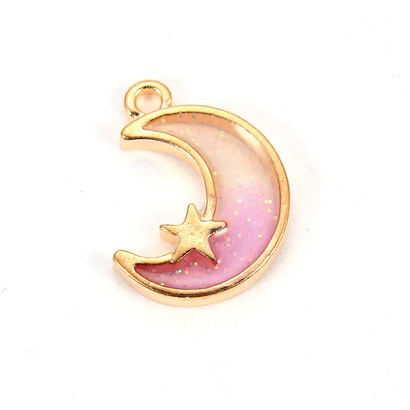 

10pcs fashion moon glitter alloy oil drop charms enamel pendant accessories DIY bracelet necklace jewelry, Picture