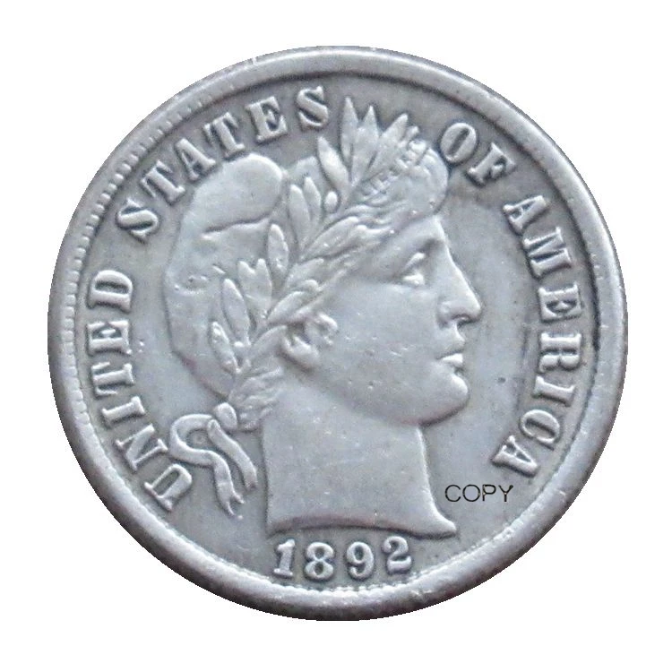 

Reproduction US 1897 P/O/S Barber Dime Silver Plated Metal Coins