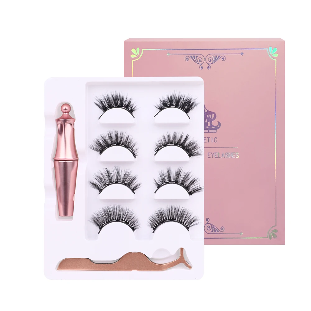 

Free sample 4 pairs magnetic eyeliner magnetic eyelashes 5 magnets eyeliner false magnetic eyelash kit