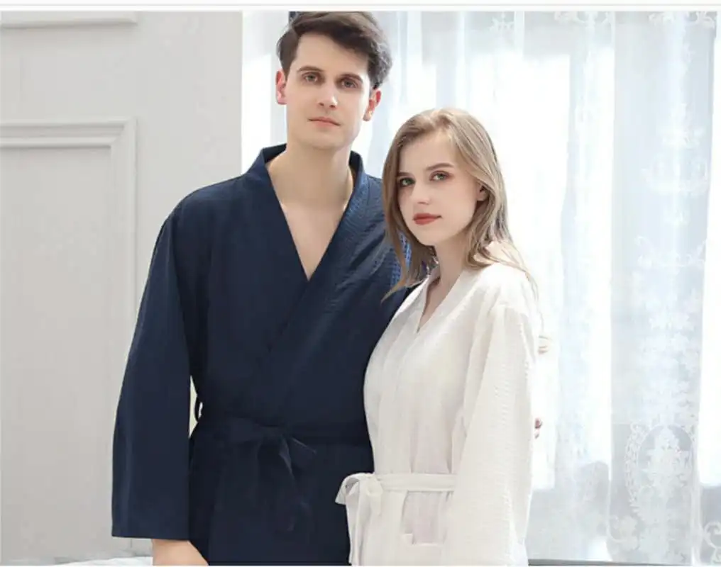 

Wholesale Custom Waffles Quickly-drying Unisex Summer Bathrobes, Customized color