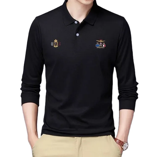 

Autumn winter long sleeve Lapel men's t-shirt men's Polo business men's T-shirt