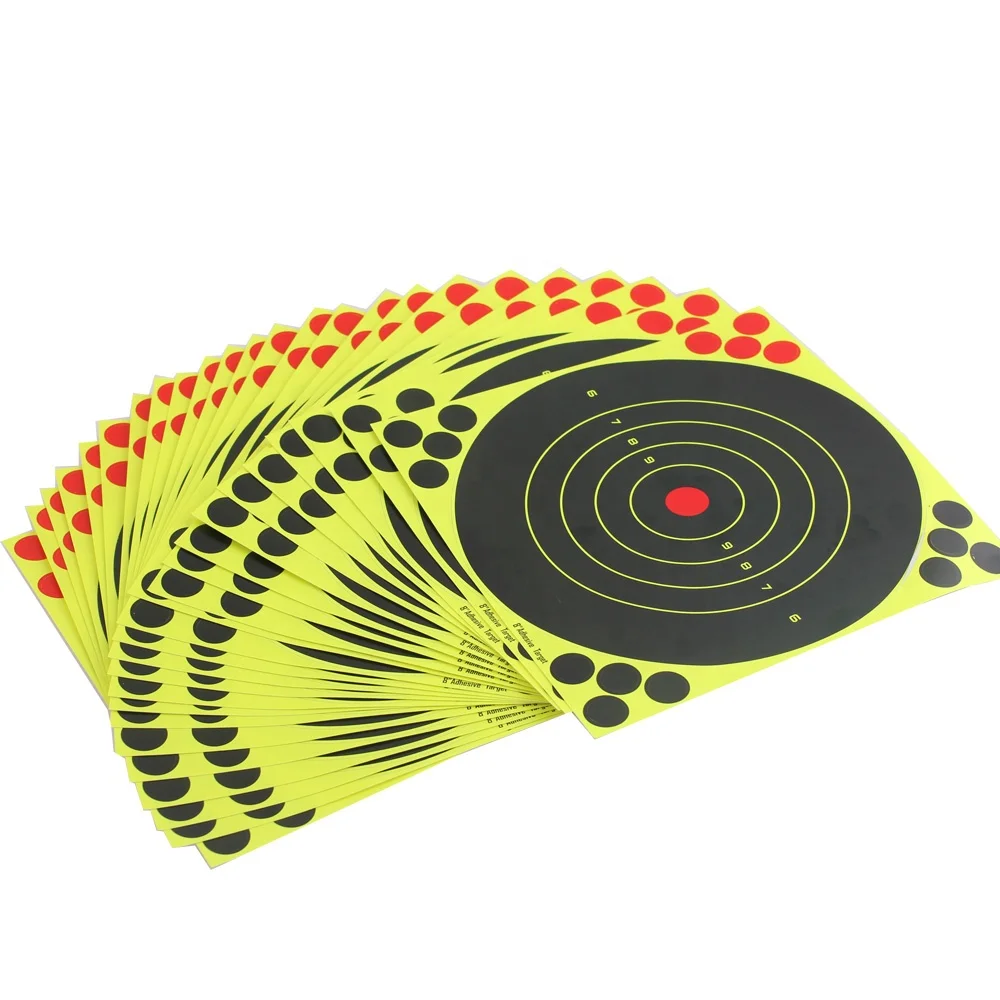 

4 sticks Splash flower target 8-inch adhesive Reactivity target shooting for Gun Rifle Pistol Practice Binders, Black/yellow