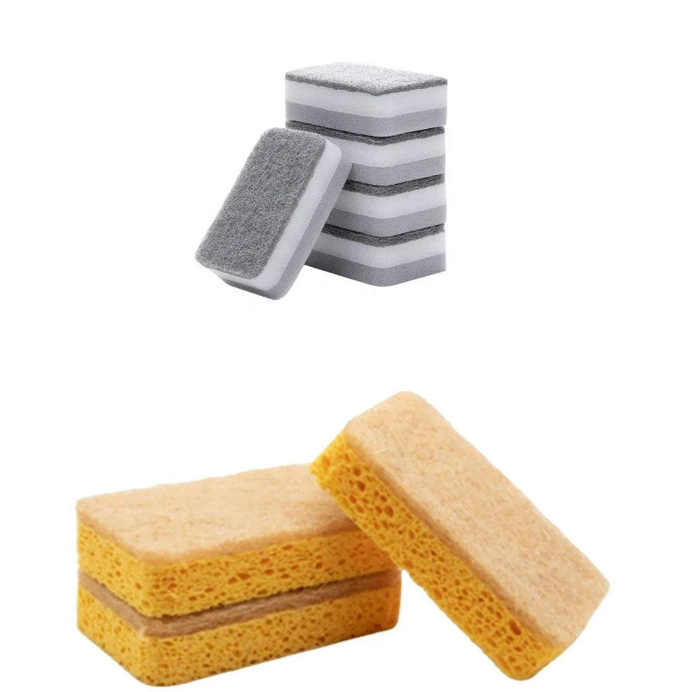 

Wholesale kitchen cleaning and scrubbing sponge 4.3" x 2.8" x 1.2", Sisal cellulose random color