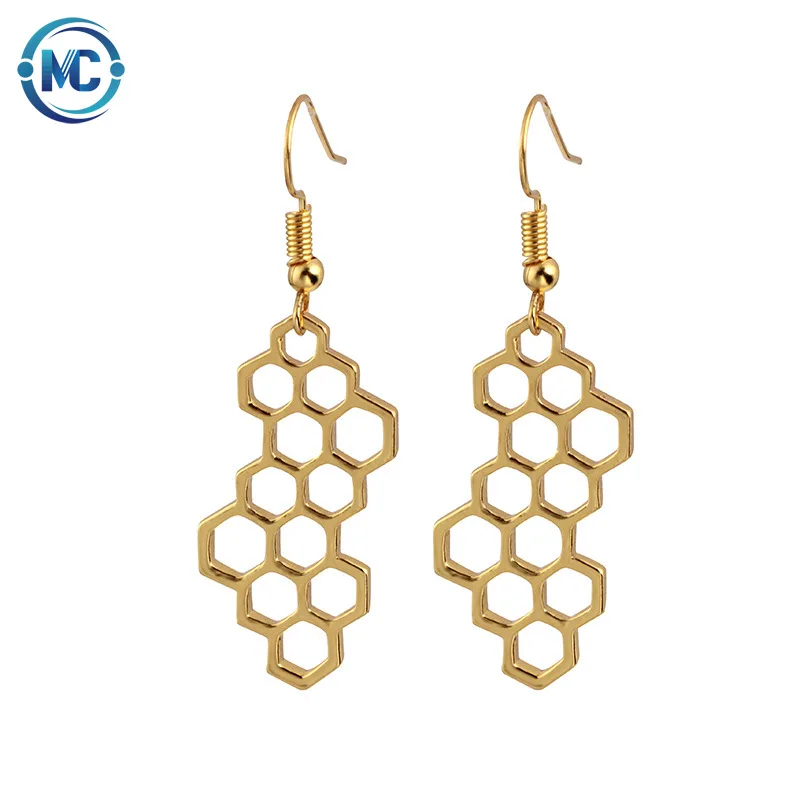 

2021 Amazon Best Selling Korean Honeycomb Sweet Cute Bee Earrings simple earring