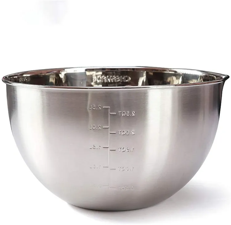 

CHEFMADE 24cm 18/8 Stainless Steel Cooking Stirring Whipping Cream Egg Beater Mixing Bowl with Scale