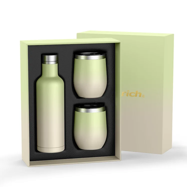 

2022 stock custom insulated vacuum wine bottle and stemless wine tumbler gift set Stainless Steel Insulated wine bottle