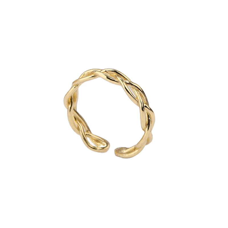 

Women Fashion 925 Sterling Silver Gold Plated Adjustable Twisted Rings