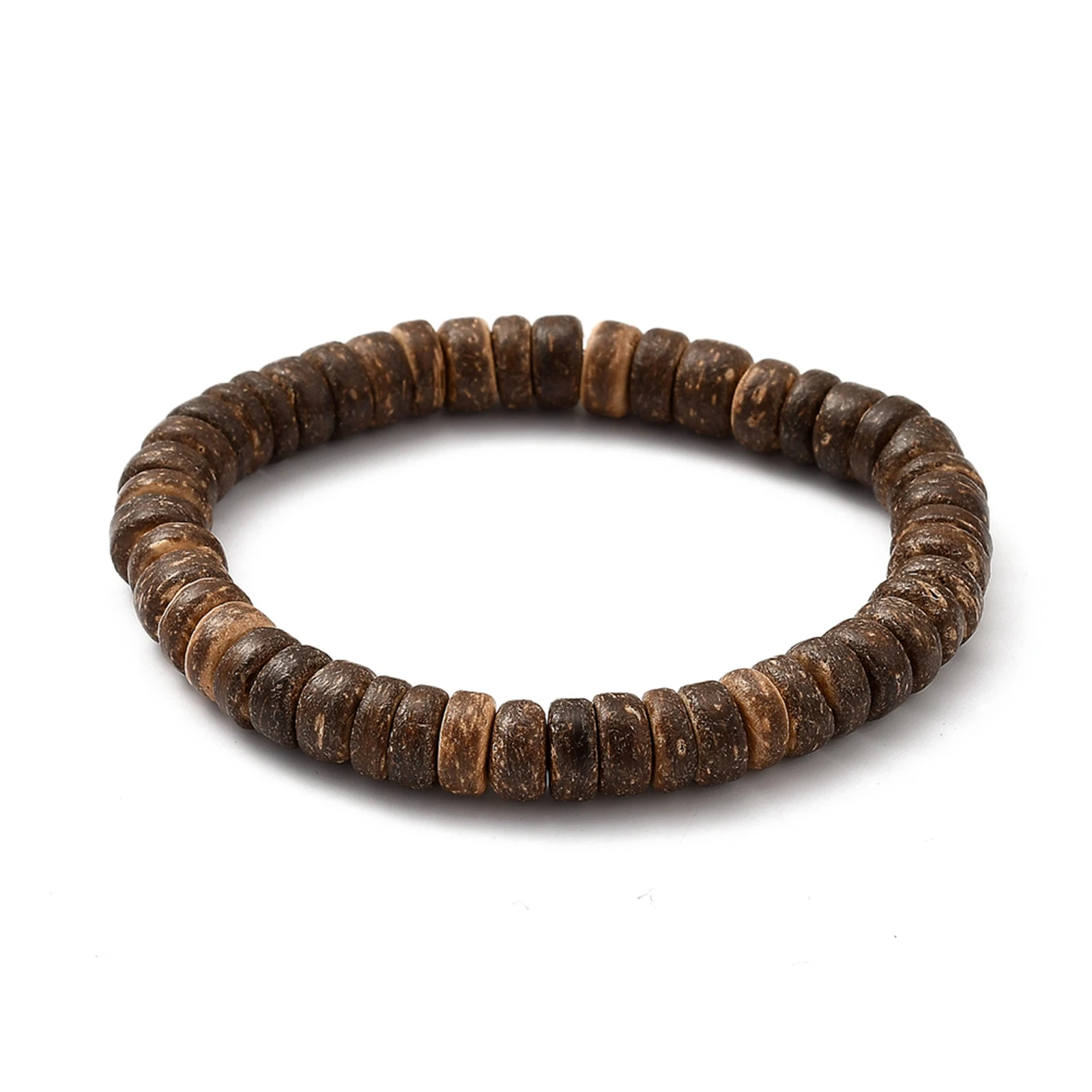 

PandaHall CoconutBrown Rondelle Natural Coconut Stretch Bracelets