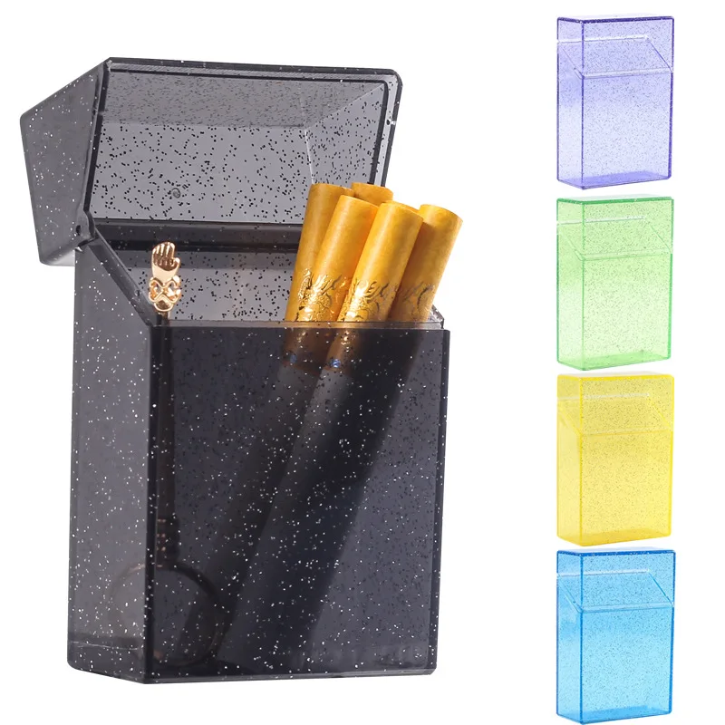 

Ins Transparent Smoking Box Colorful Pocket Glitter Cigarette Case Fashion Portable Cigarett Pack, Gold/sliver/black