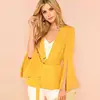 Wine Yellow Split Long Sleeve Belted Outerwear Office Ladies Wrap Workwear Blazer Women Elegant Coat Y10610