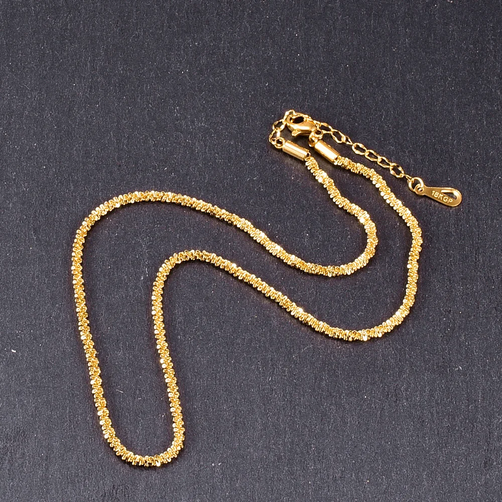 

Shining Simple Stainless Steel Chain Choker Necklace 18K Gold Plated Stainless Steel Necklace for Women Girls