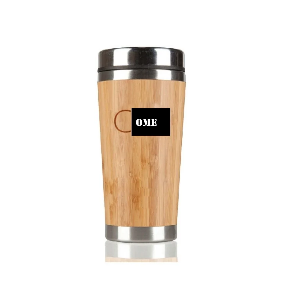 

ED5006 450ML/15OZ Eco-friendly stainless steel inner natural bamboo coffee cup mugs thermos bamboo bottle, Natural bamboo color