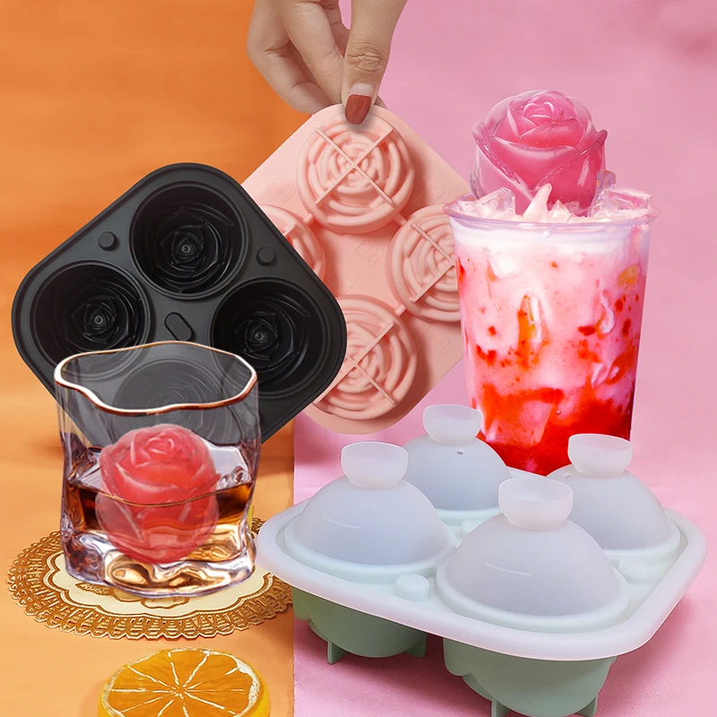 

Free samples Food grade material rose mold silicone 3D large rose silicone baking mold ice mold ice moulds ice cube tray, Picture